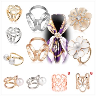 Ghim Cài Khăn Choàng Lụa Đính Pha Lê Màu Vàng / Bạc Mới