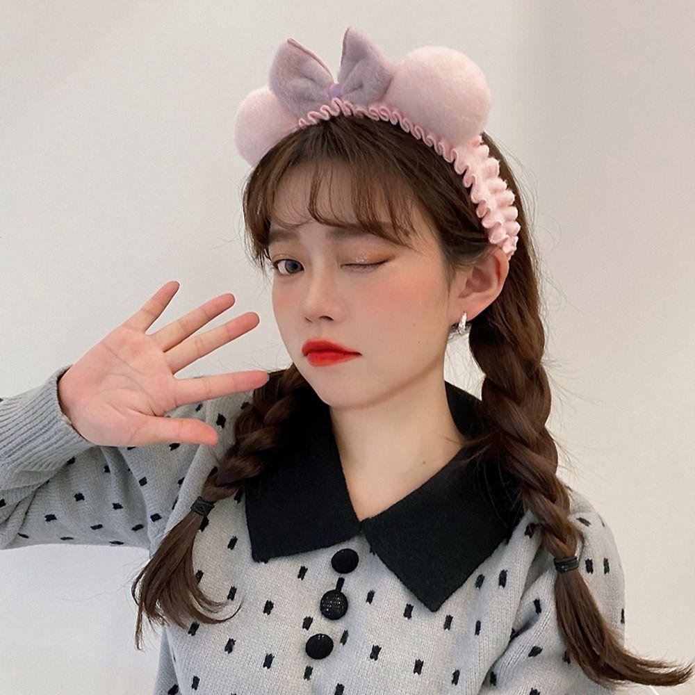 ANEMONE Băng Đô Cài Tóc Vải Bông Rộng Thắt Nơ Họa Tiết Hoạt Hình Sáng Tạo Thời Trang Cho Nữ