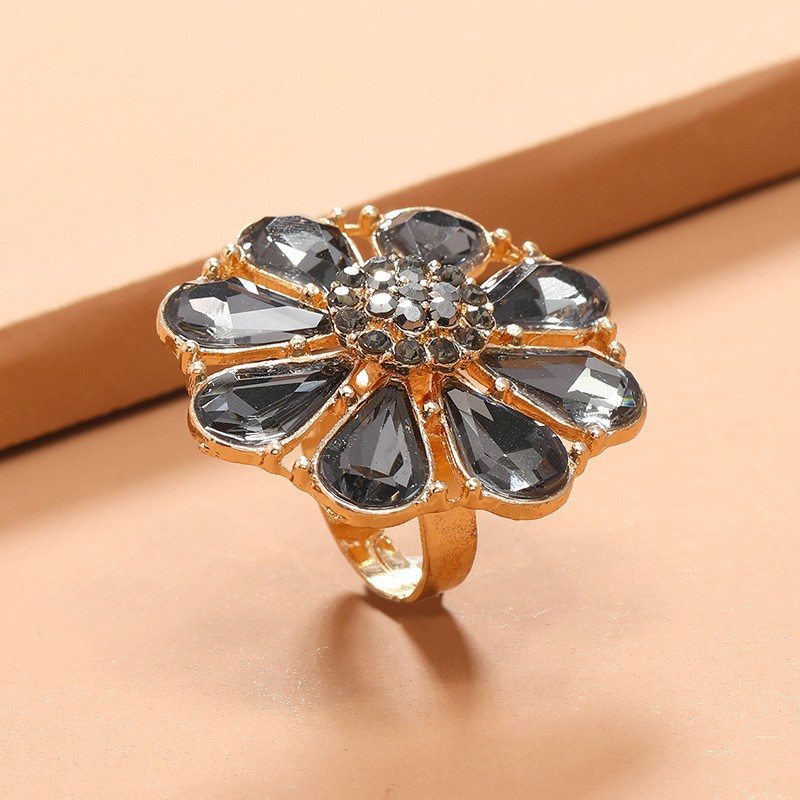 1 Nhẫn Hở Điều Chỉnh Được Hình Hoa Kim Cương Màu Đỏ / Xanh Dương / Trắng Phong Cách retro Thời Trang Đơn Giản