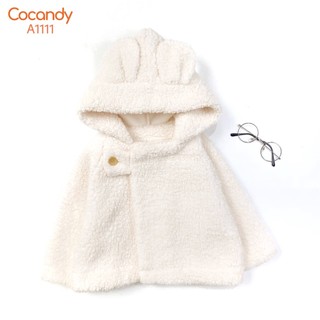 Áo khoác bông TRẮNG cài cúc tai gấu và Áo dài bông HỒNG, TRẮNG phối tai thỏ cho bé của COCANDY mã A1111,A455