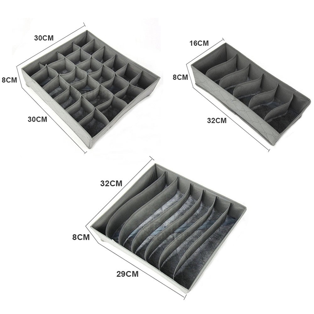 Set 3 Hộp Đựng Đồ Lót Chia Ngăn
