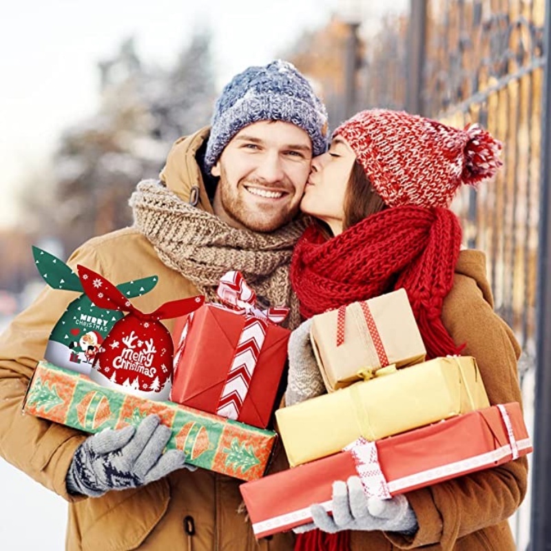 Set 50 Túi Đựng Bánh Kẹo Hình Gấu / Thỏ Dễ Thương Trang Trí Giáng Sinh