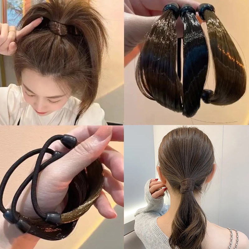 Dây Buộc Tóc Cao Su Co Giãn Đính Hoa Nhân Tạo Thời Trang