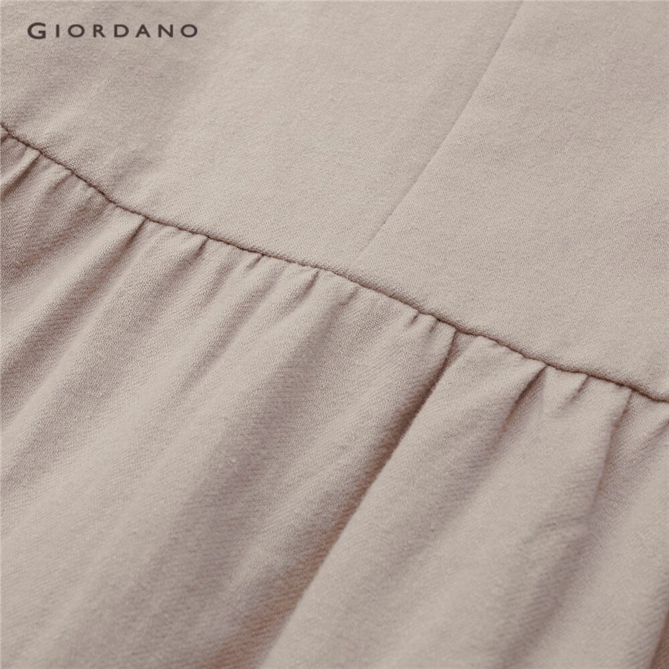 Đầm sơ mi GIORDANO 05462680 flannel cotton màu trơn cho nữ