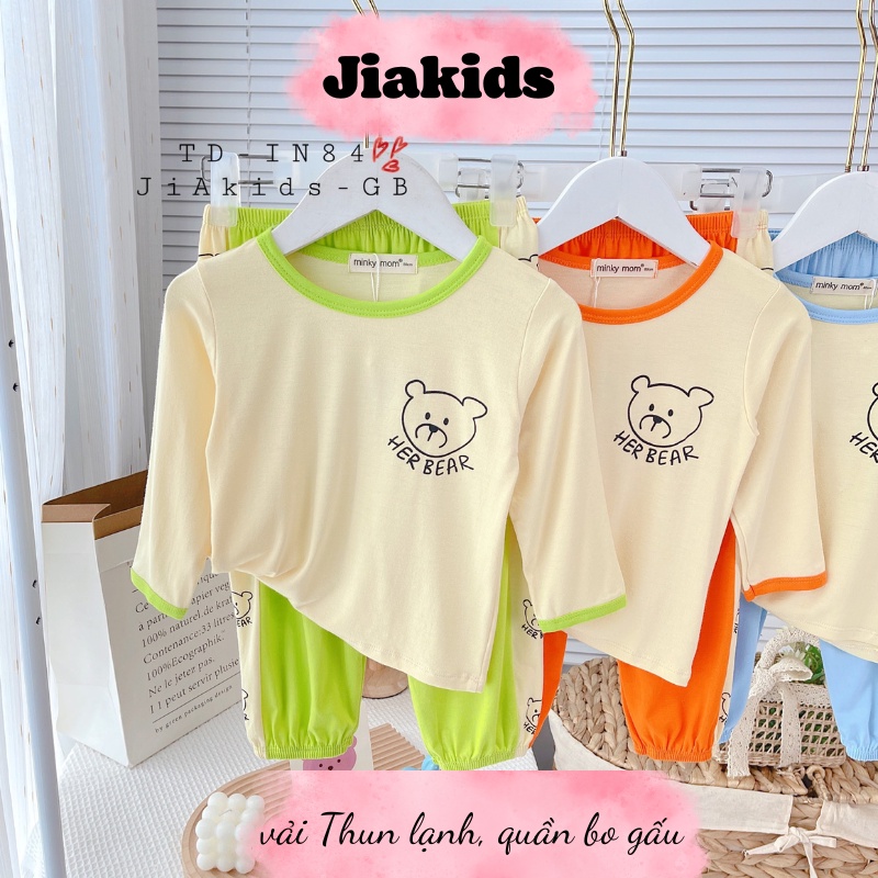 Bộ dài tay Minky Mom Vải Thun Lạnh, Thiết Kế Áo Cổ Rộng Phối Quần Alibaba Cho Bé (8-27 kg) Mã TD-IN84