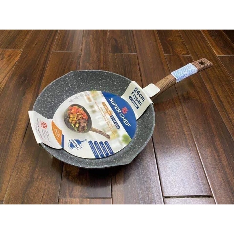 CHẢO VÂN ĐÁ ĐÁY TỪ SUPER CHEF 2 MIỆNG RÓT 24cm