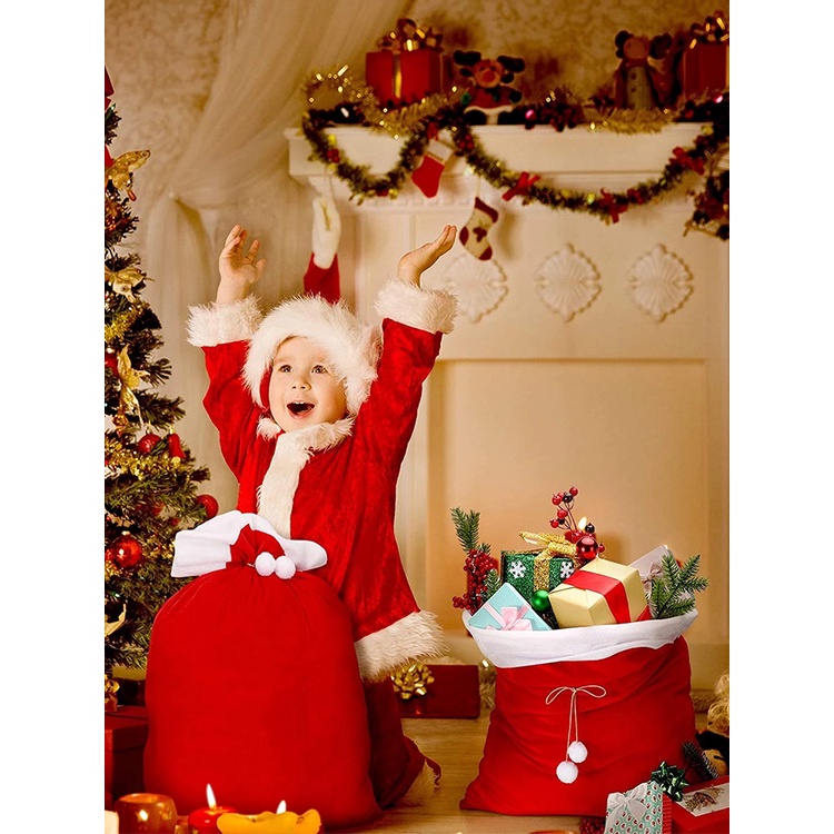 100X70Cm Navidad Santa Sack Túi Nhung Trang Trí Giáng Sinh Bao Ông Già Noel Dây Kéo Túi Quà Tặng Dây Rút Đồ Dùng Cho Tiệc Lớn Kẹo táo Túi Cầm Tay Quà Tặng Túi Bảo Quản Veel