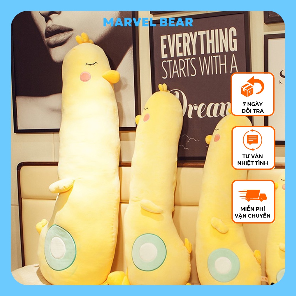 Gấu Bông Con Vịt Vàng Size To, Gối Ôm Con Gà Con Vịt Nhồi Bông Dài Cute Marvel Bear