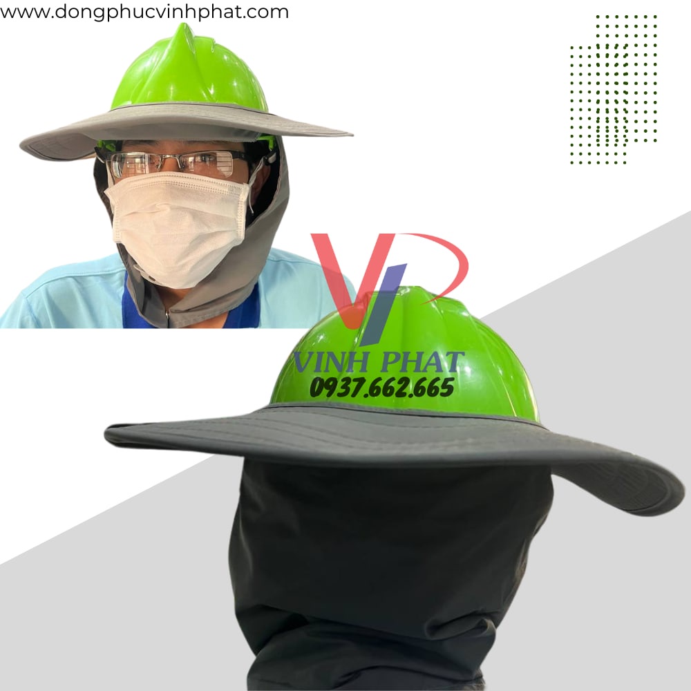 Vành mũ nón che nắng bảo hộ màu xám cho công nhân lao động chất lượng đảm bảo an toàn