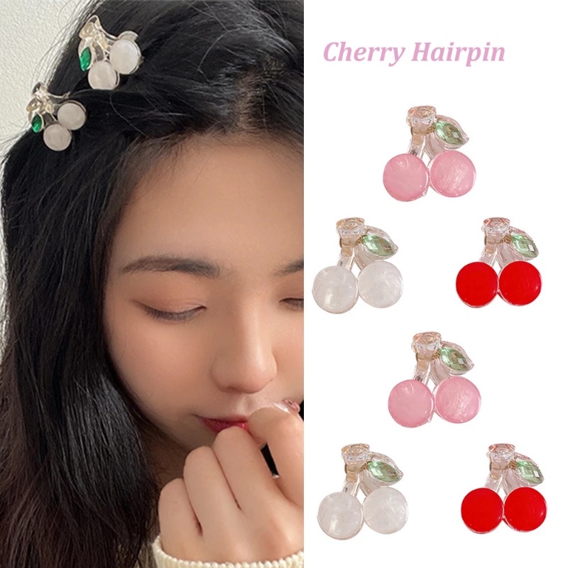 Kẹp Tóc Càng Cua Hình Quả Cherry Bằng Acrylic Màu Đỏ / Hồng Dễ Thương Dành Cho Nữ