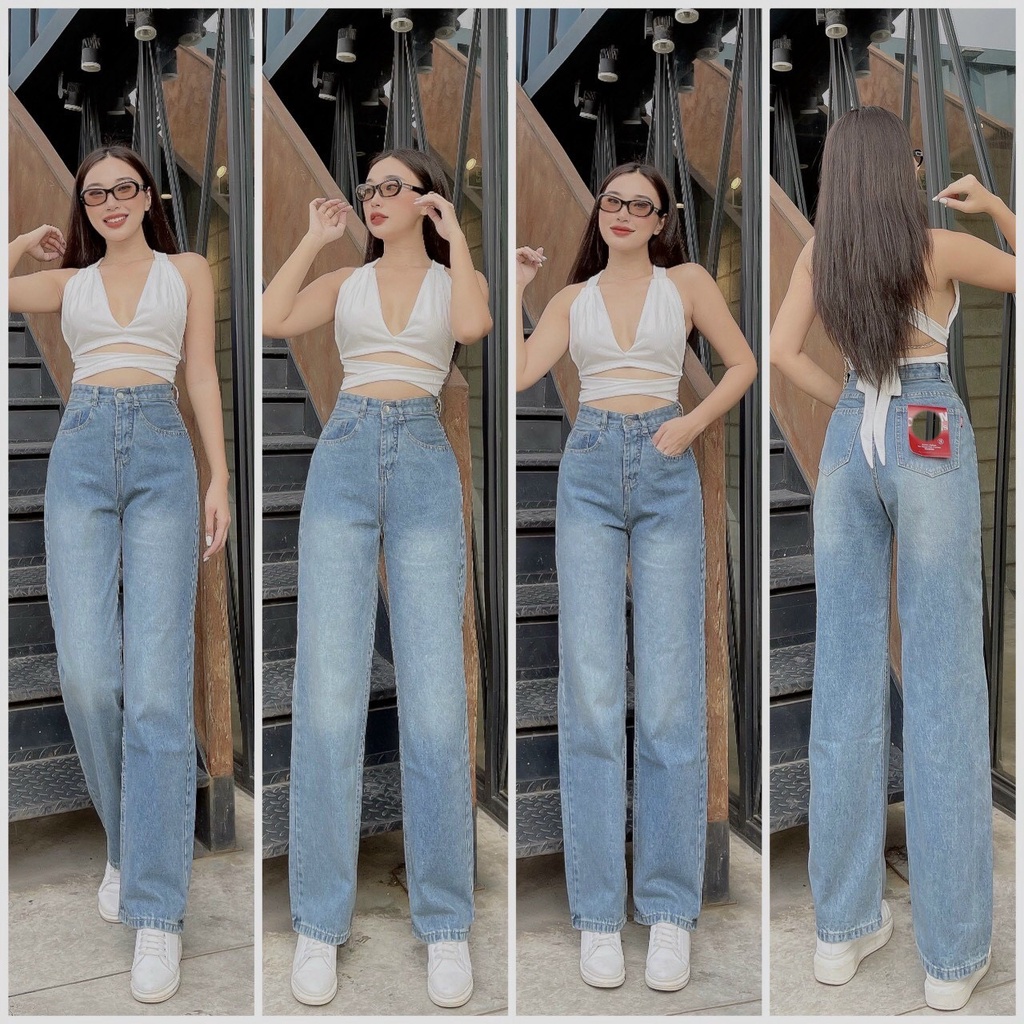 [ORNY26] QUẦN JEANS NỮ ỐNG RỘNG TRƠN, LAI CUỐN MÀU XANH NHẠT PHÁ CÁCH CỰC CHẤT HOT HIT NITIQC