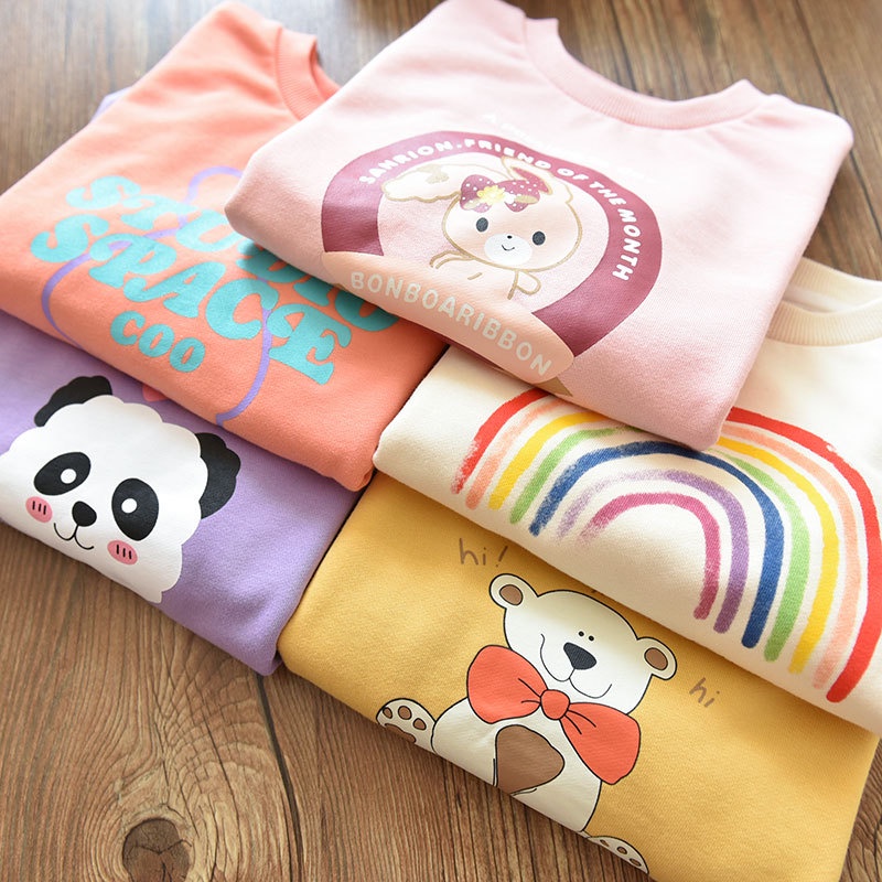 Áo sweater Cổ Tròn In Họa Tiết Hoạt Hình Phong Cách Hàn Quốc Cho Nữ