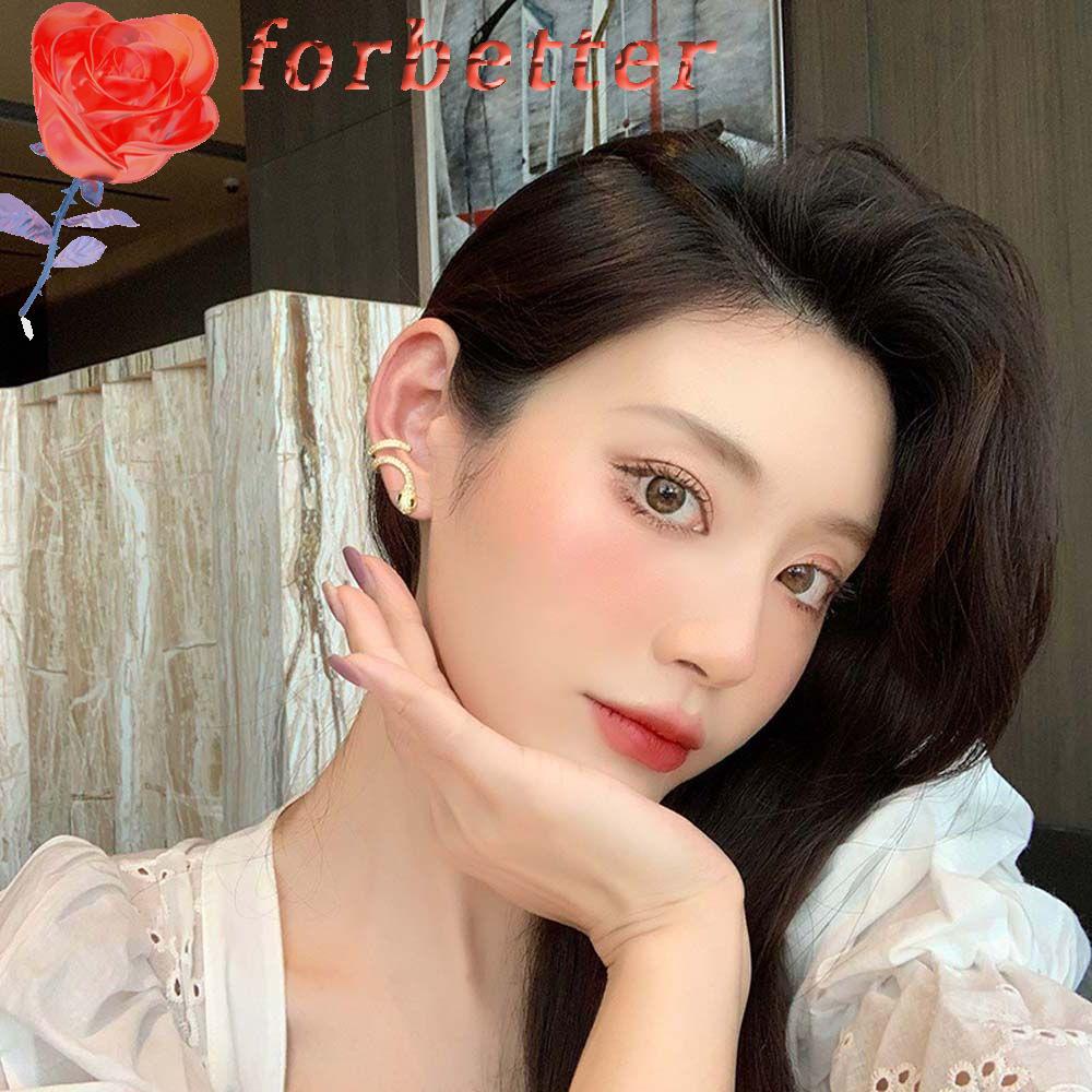 Khuyên tai dạng kẹp hình rắn bằng hợp kim nhiều màu thời trang Hàn Quốc cổ điển cho nữ