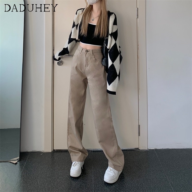Quần kaki lưng cao JEAGO dài suông ống rộng màu NÂU CHOCO/BE/ĐEN form nam nữ unisex  Quần jeans kaki style Ulzzang