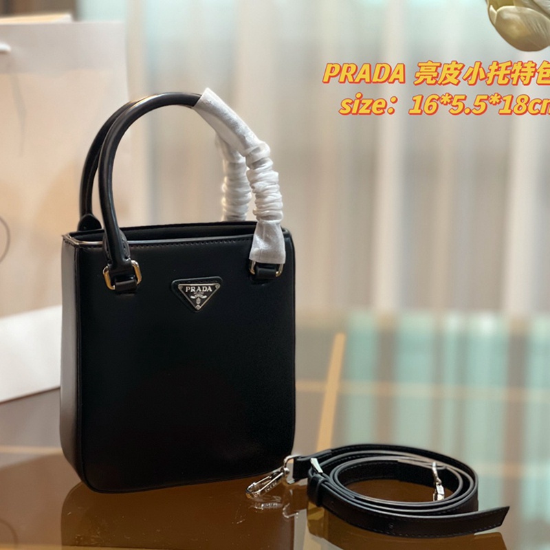 Prada Túi Xách Tote Da Sáng Thời Trang Thanh Lịch Nhỏ Gọn Một Vai Aslant Joker Go Mua Sắm Cho Nữ