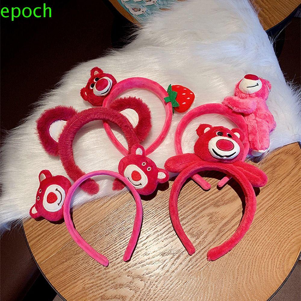 Epoch Băng Đô Cài Tóc Rửa Mặt Hình Gấu Dâu Tây Bằng Lông Nhung Dễ Thương Xinh Xắn Cho Nữ