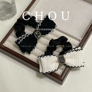 Dây buộc tóc nơ nhúng đính đá vuông | chou accessories |