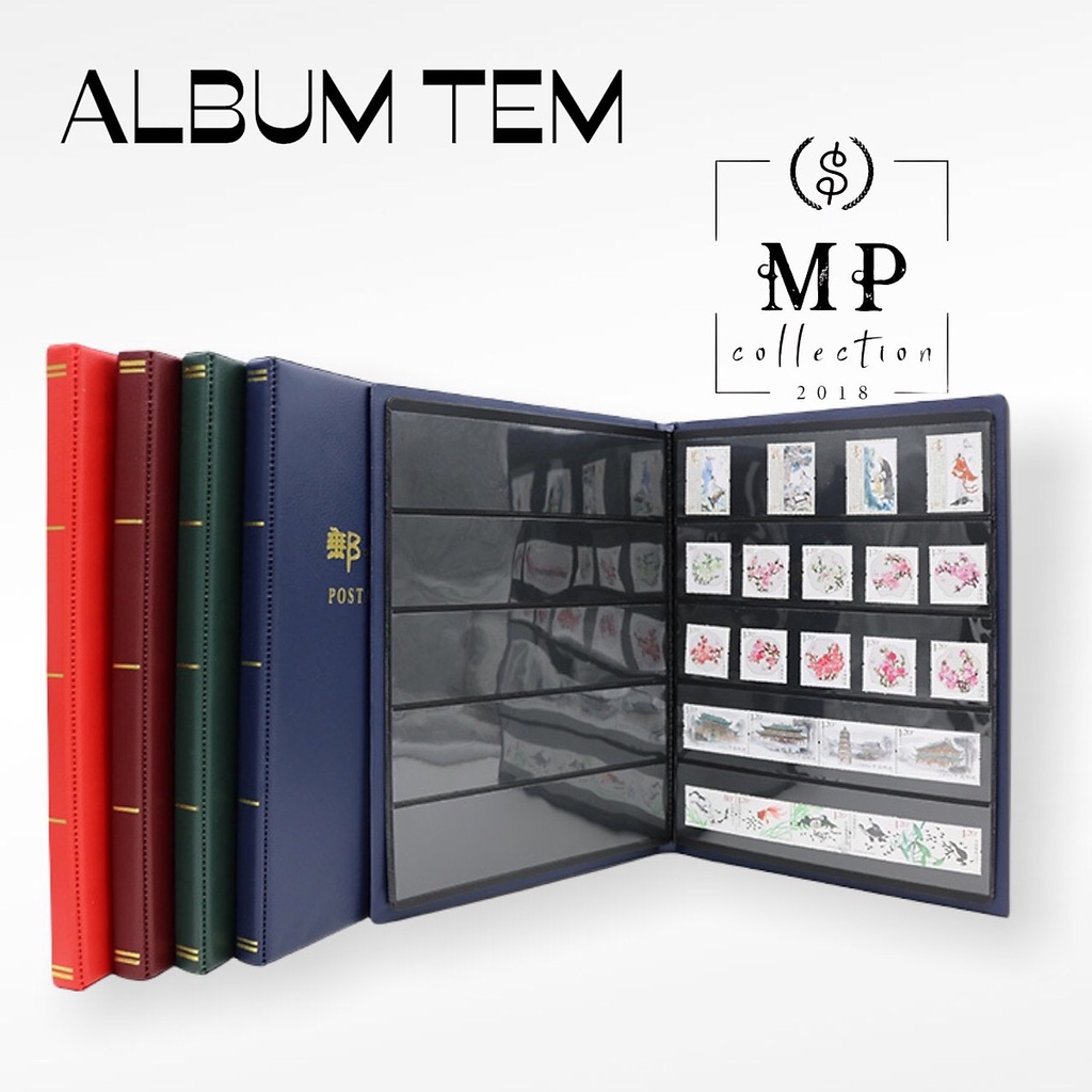 Album tem sưu tầm PCCB/Mingt, có sẵn 10 tờ (20 trang) loại 5 ngăn