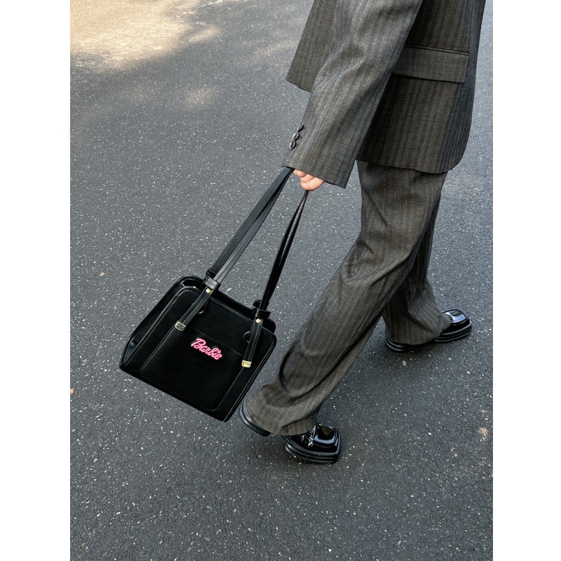 Túi Xách Đeo Vai Màu Đen Kích Cỡ Lớn Phong Cách Thời Trang Hàn Quốc