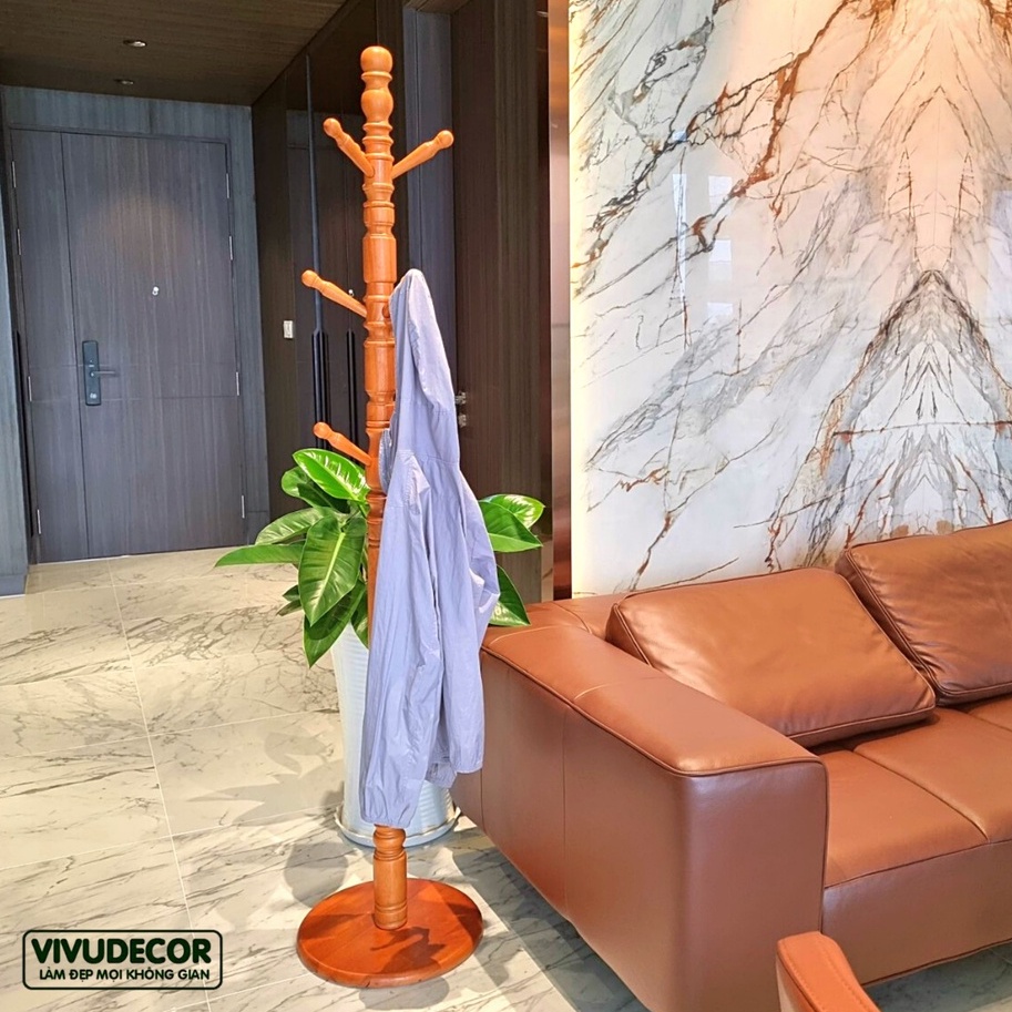 Cây treo quần áo VIVUDECOR CT12 100% gỗ tự nhiên PQ