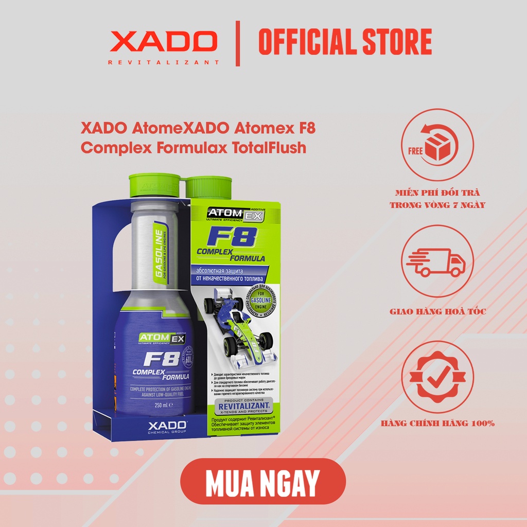 Combo nhớt nhập khẩu siêu cao cấp XADO luxury moto racing v3 4t ma2 10w40 upgrade version + Phụ gia xăng Xado Atomex F8