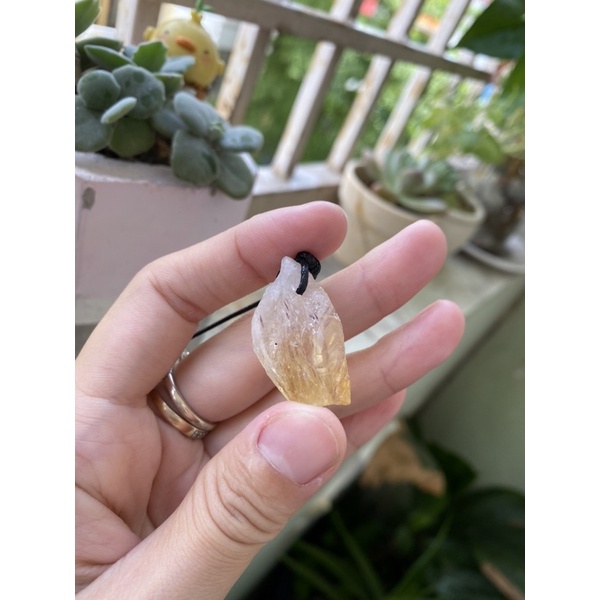 Dây chuyền đá TA vàng tự nhiên lên dây sáp có nút thắt tự điều chỉnh - NATURAL CITRINE