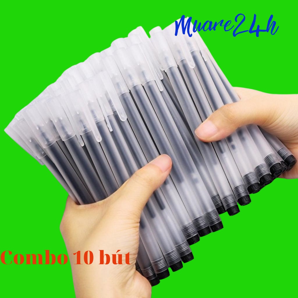 Bút gel đen xanh đỏ Combo set 10 bút bi viết mực nước 0.5mm cho học sinh văn phòng nét đều chữ đẹp - Muare24h