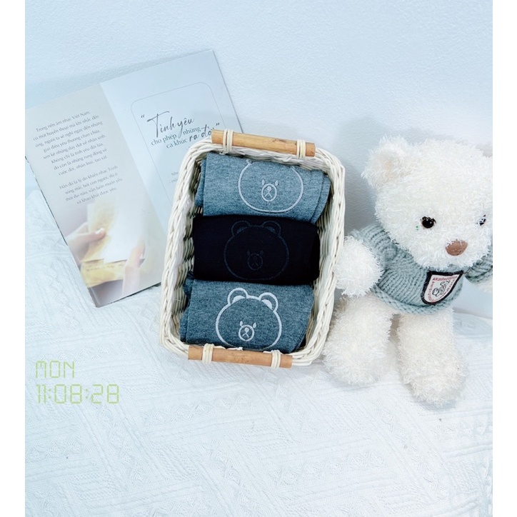 Quần legging bé gái thêu gấu siêu đẹp