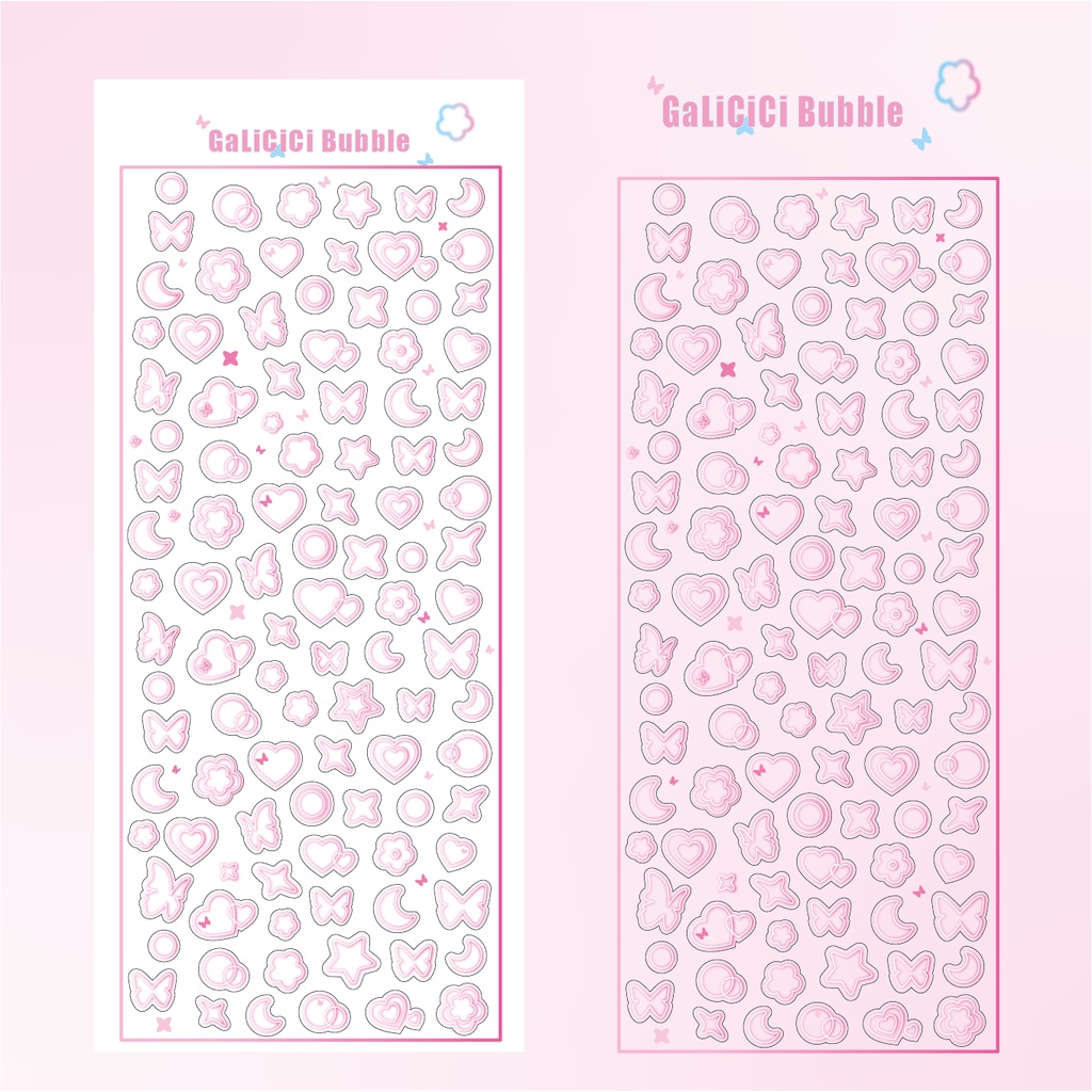 Galici Nhãn Dán Goo Trong Suốt Hình Bướm Bong Bóng Giấc Mơ Chính Hãng DIY