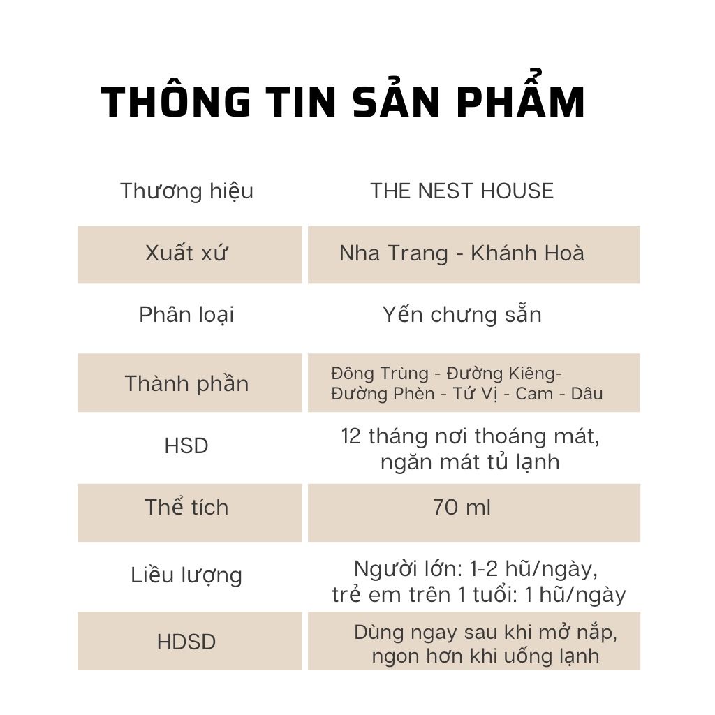 Tổ Yến Sào Chưng Sẵn Nguyên Chất 50% Sợi 70ml The Nest House