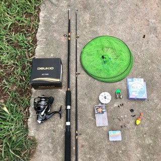 [Video test] Cần câu máy_Bộ cần câu máy 2 khúc SHIMANO,máy câu cá DEUKIO AC7000_Size 1m8-2m1-2m4-2m7_Tặng Phụ Kiện