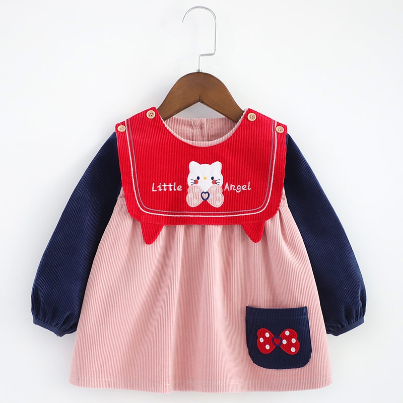 Nhanh Chóng❀Tạp Dề Công Chúa Tay Dài Chống Nước Chống Bẩn Bằng Vải Cotton Nguyên Chất Thời Trang Thu Đông Dành Cho Bé Gái