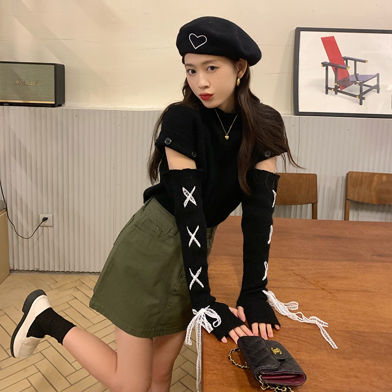 ZHELIHANGFEI Áo dệt kim nữ nửa cao bộ lưng cao ôm ôm vừa phong cách cao đẳng ngọt ngào