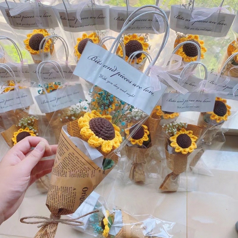 Hoa Hướng Dương bằng len làm quà tặng trang trí siêu xinh