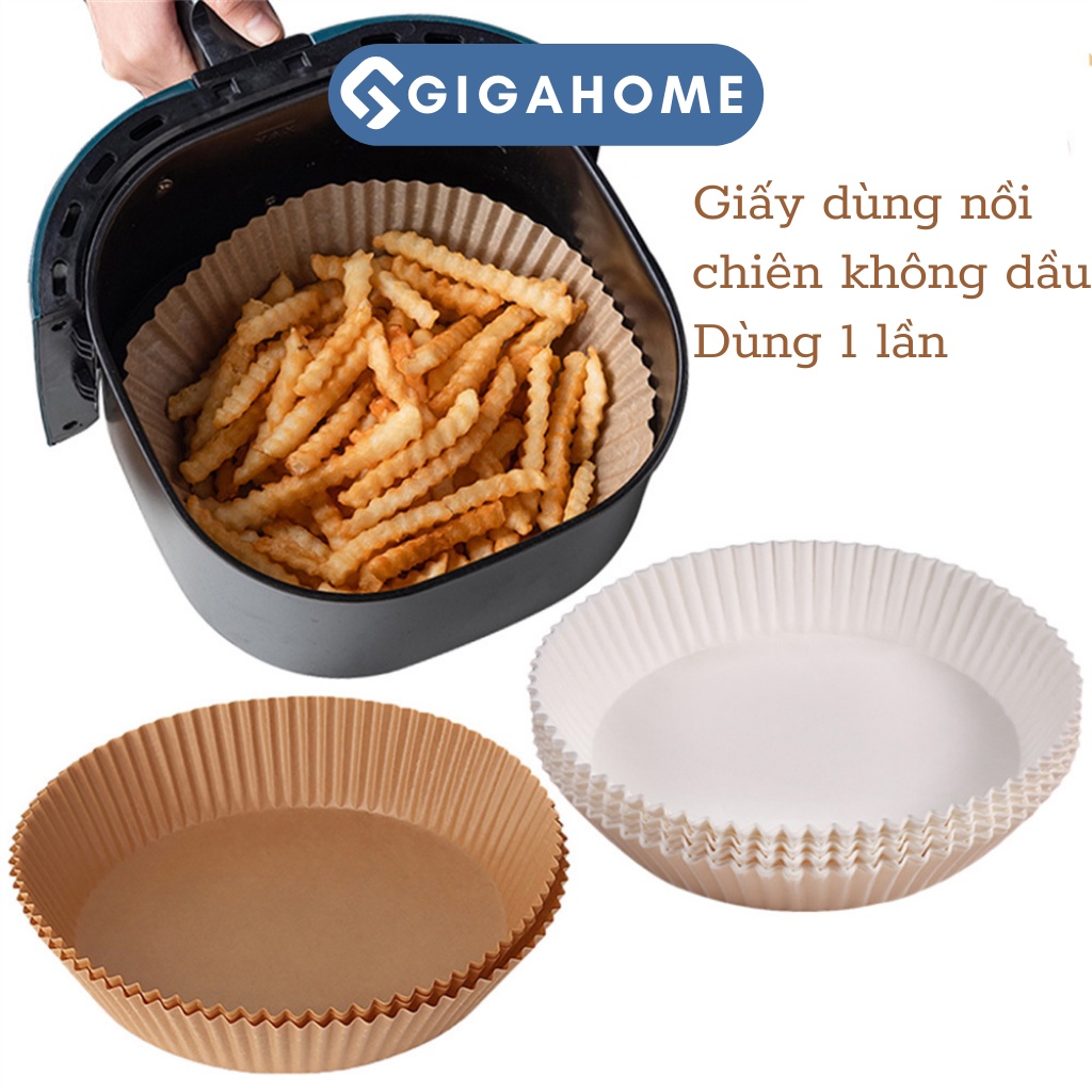 Set 50 Miếng Giấy Lót Nồi Chiên Không Dầu Hình Khuôn Bánh GIGAHOME Loại Xịn Có Hộp 10772