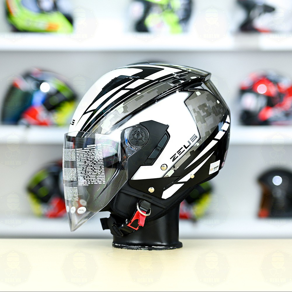 Mũ bảo hiểm 3/4 có 2 kính Zeus 205 thiết kế nhỏ, gọn, nhẹ kiểu dáng trẻ trung chính hãng - Helmets 4U