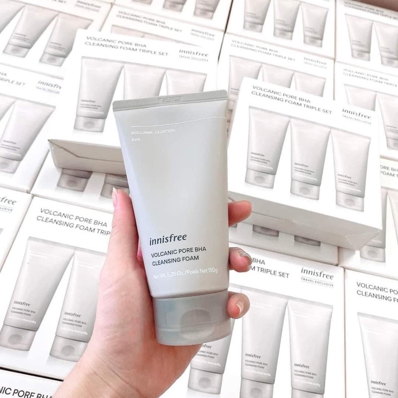 Sữa Rửa Mặt Innisfree Volcanic Pore BHA Cleansing Foam 150gr, SRM chiết xuất tro núi lửa Hàn Quốc
