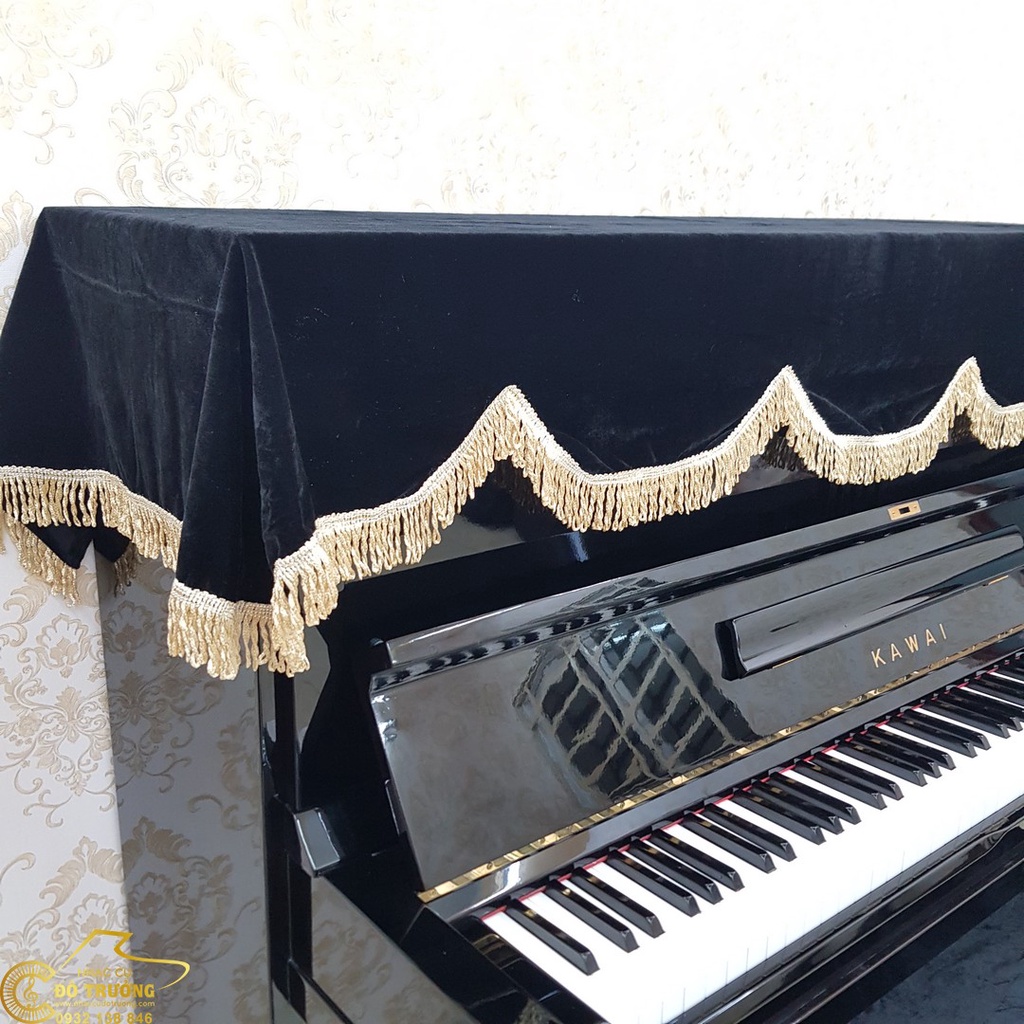 Khăn phủ đàn Piano nhung đen tặng kèm phủ ghế đơn