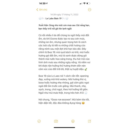 Vial nước hoa Le Labo : The Noir 29 - Tonka 25 - Jasmin 17 - Another 13 - Santal 33 ... 0.75ml chính hãng