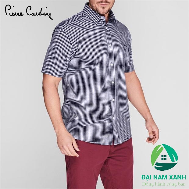 Áo sơ mi nam tay ngắn Pierre Cardin YD (màu Navy/White) - Hàng size châu Âu