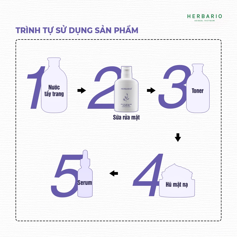 Sữa rửa mặt tạo bọt hoa đậu biếc herbario 100ml sạch bụi bẩn, ngăn ngừa lão hóa da