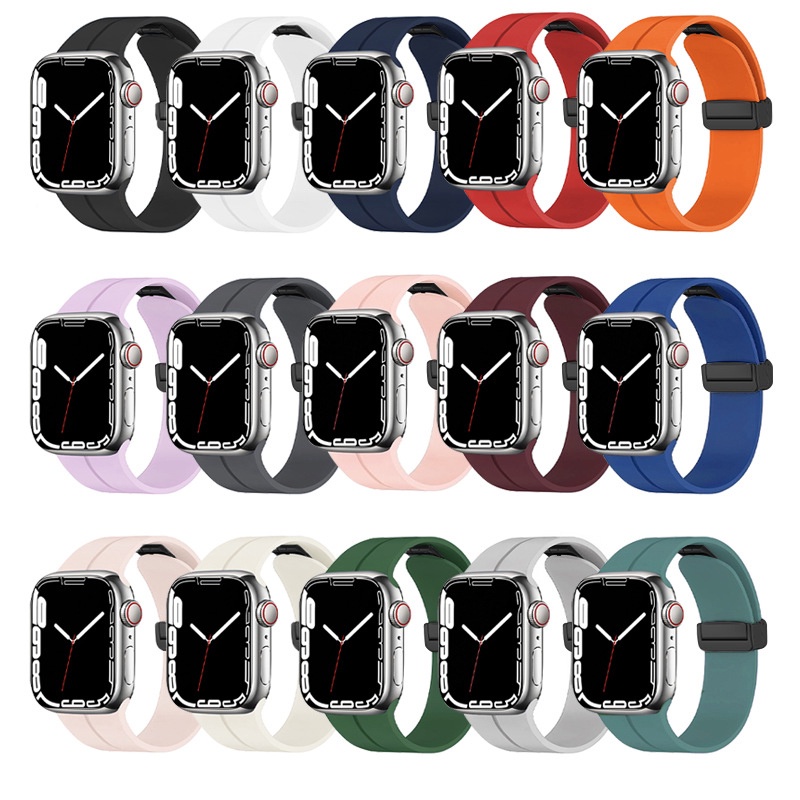 Dây Đeo Đồng Hồ Bằng Silicone 49mm 45mm 41mm 40mm 44mm 38mm 42mm Cho iWatch serie 3 5 6 se 7 8 Ultra