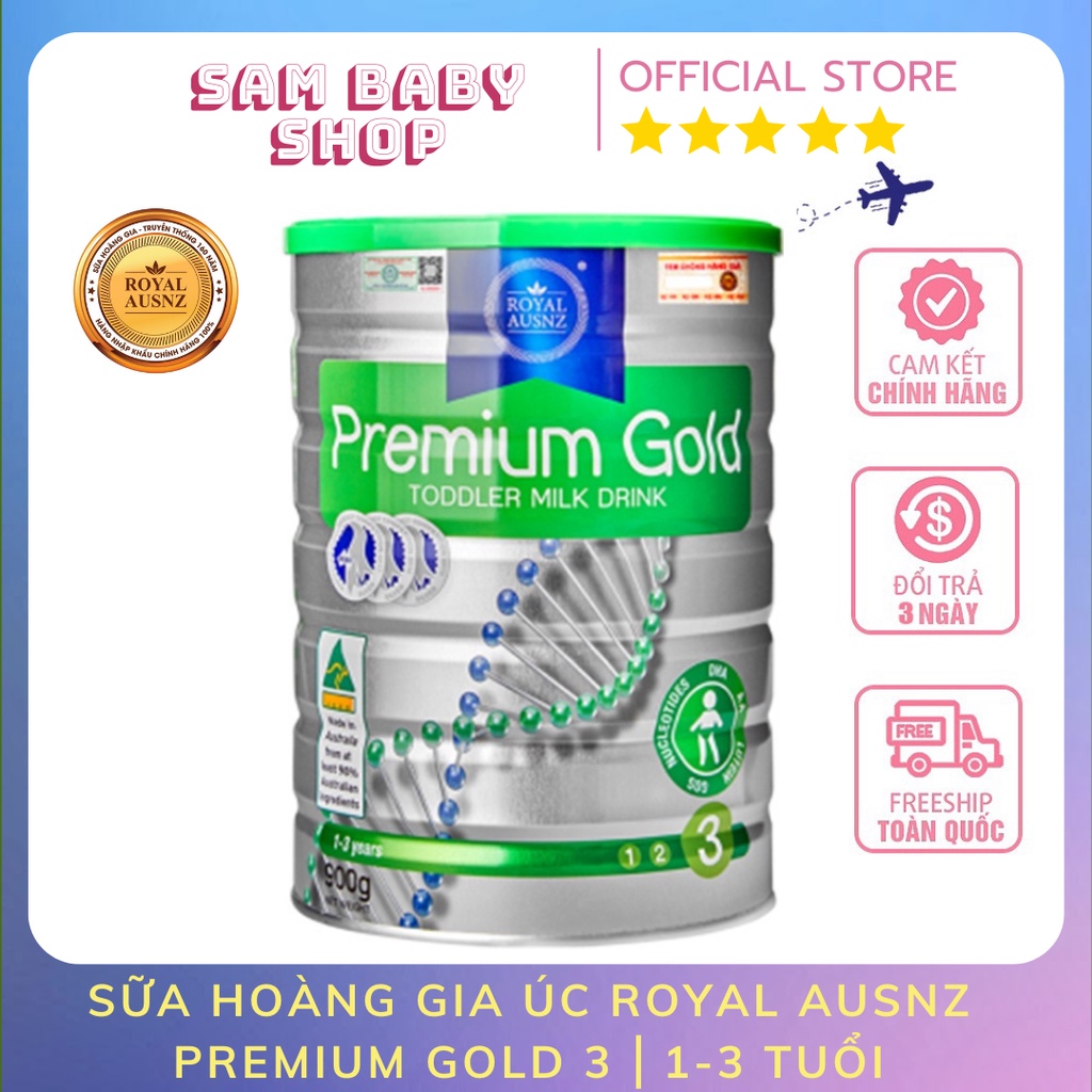 Sữa Bột Hoàng Gia Úc Premium Gold Số 3 Bổ Sung Vitamin, Khoáng Chất Cho Trẻ ROYAL AUSNZ 900g