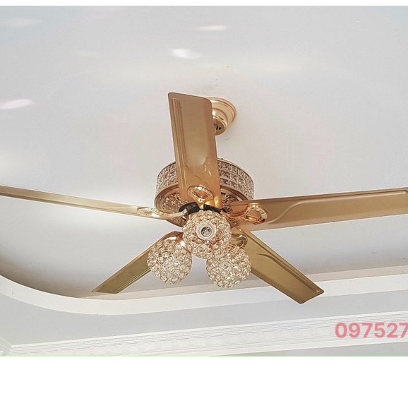 Quạt Trần Đèn Mạ Vàng- Động Cơ DC lõi đồng , Công Suất 90w, Có Điều Khiển 6 Số Phù Hợp Mọi Không Gian [ Bảo Hành 3 Năm]