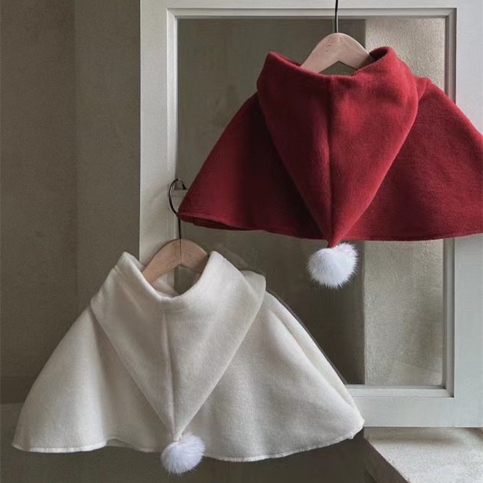 INS Pop Autumn and Winter Infant Red Cloak Male and Female Baby Christmas New Year Hooded Cape Shawl UPFU