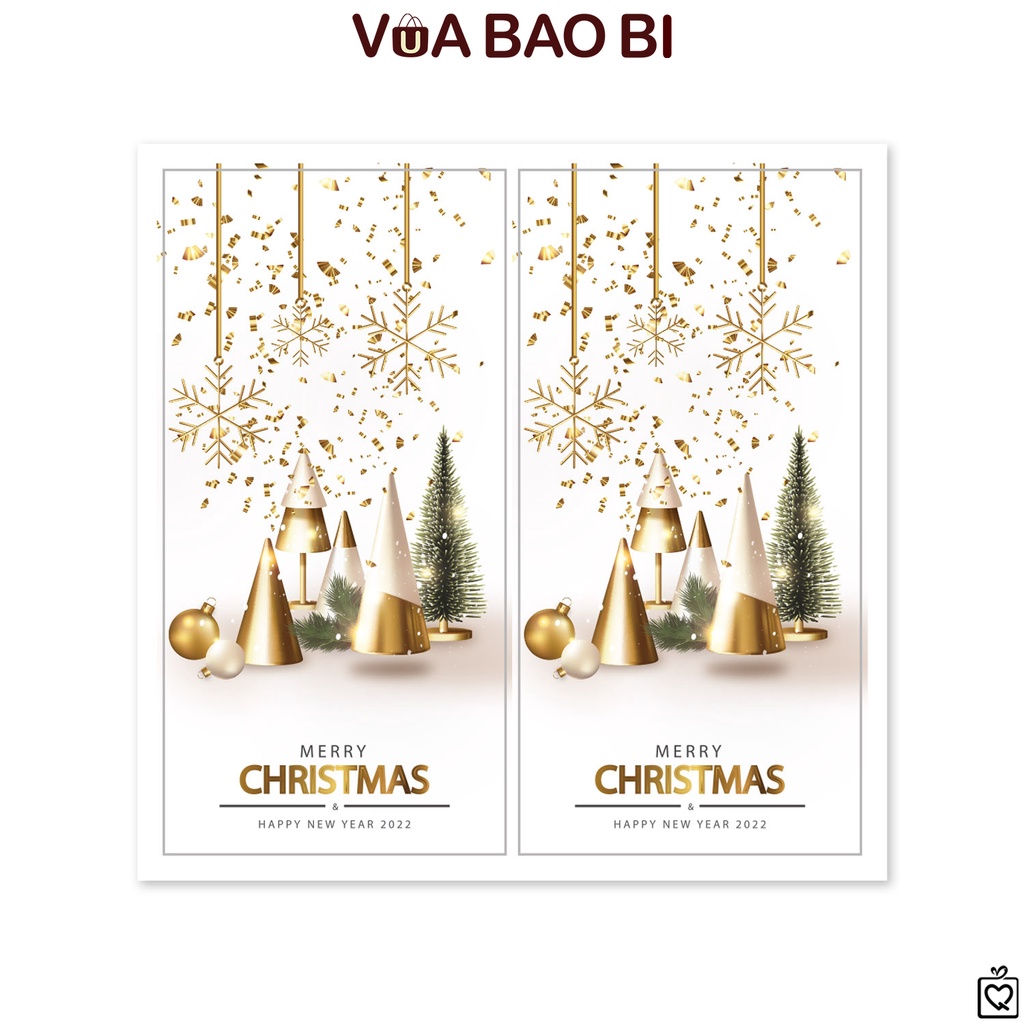 Set 50 decal dán nắp hộp Noel TE18 tem sticker Merry Christmas dán trang trí hộp quà tặng giáng sinh