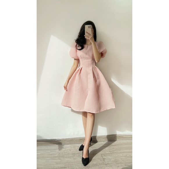 GIÁ RẺ NHƯ CHO | ĐẦM XỐP Ô VUÔNG TAY PHỒNG DÁNG XÒE SIÊU XINH UP SHOP HHP