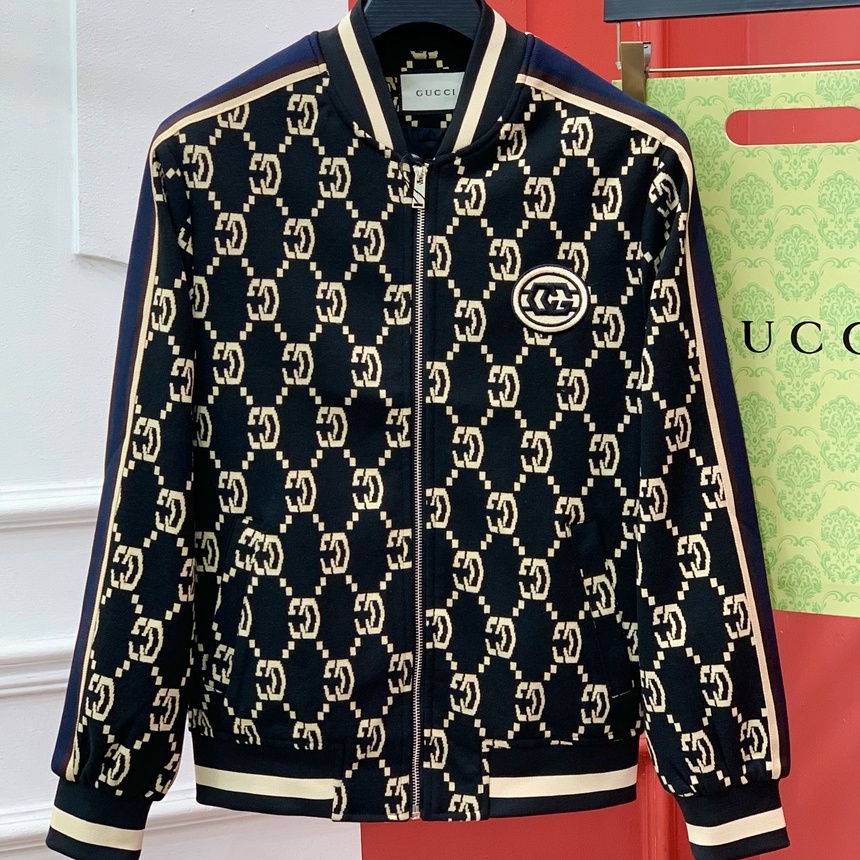 Áo khoác bomber jacket Gucci kẻ viền họa tiết monogram LA 1-1 on web