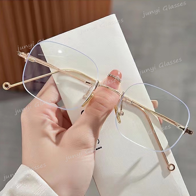 Mắt Kính Không Gọng Trong Suốt Chống Bức Xạ Thời Trang Cho Nữ