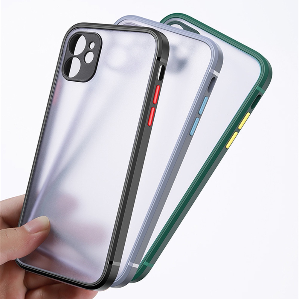 Ốp Lưng IP Cạnh Vuông Lưng Nhám Viền Màu Chống Vân Tay
